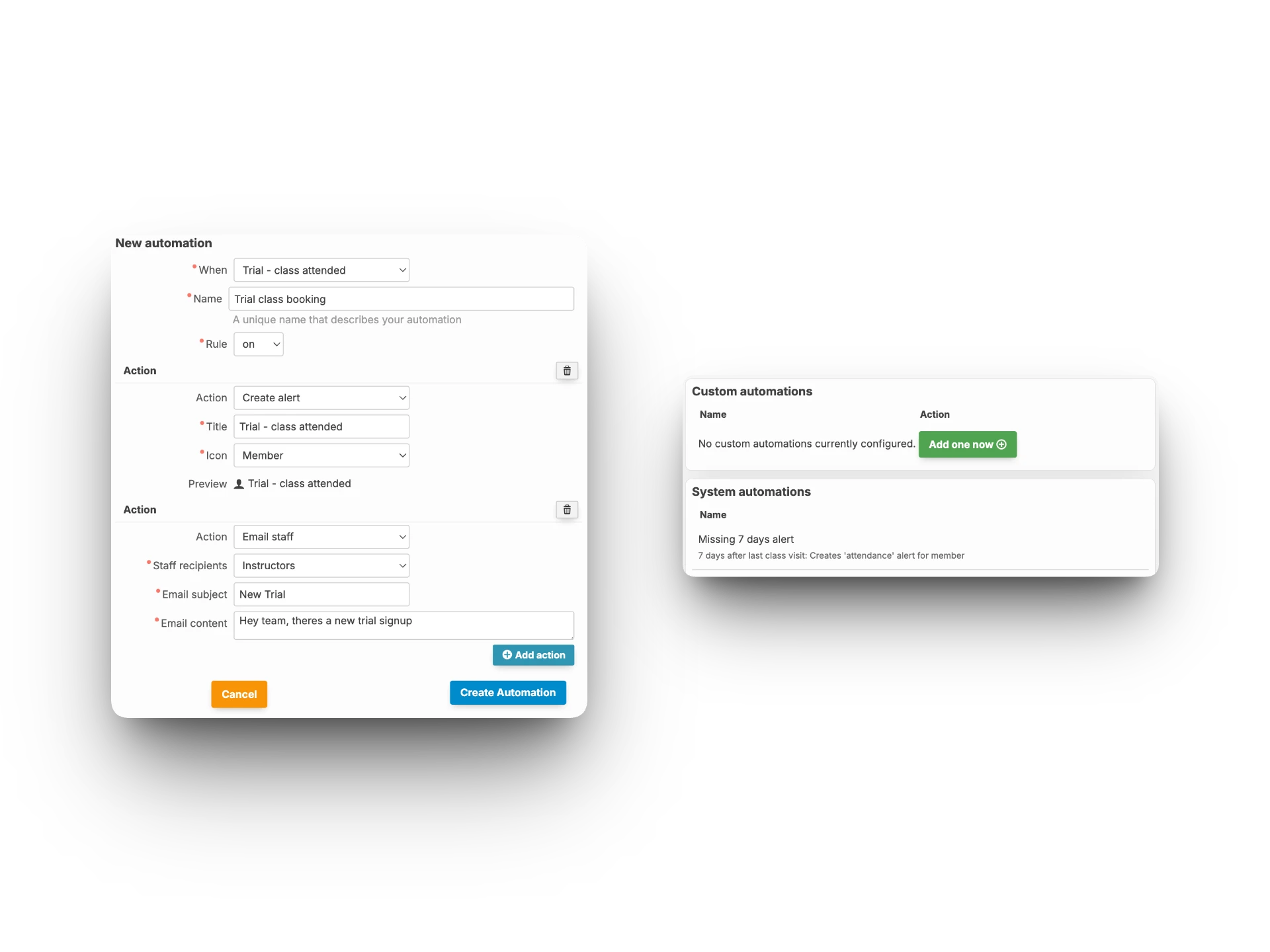 Automation rules setup