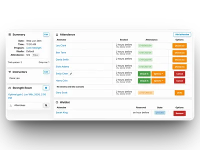 Manage attendance and class actions