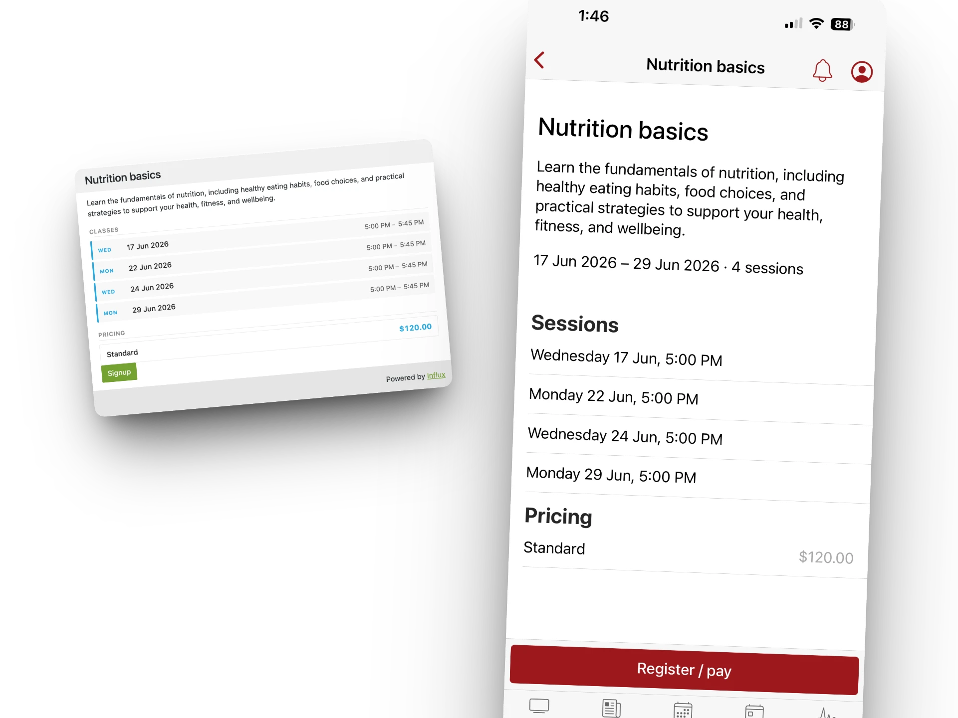 Course signup on any device