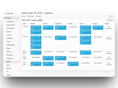 Staff roster and shift scheduling