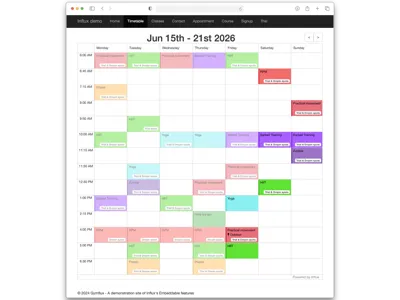 Embeddable bookable timetable